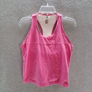 Adidas Girls‎ Top Large Pink Sleeveless Tank Logo Embroidered Racerback Pullover